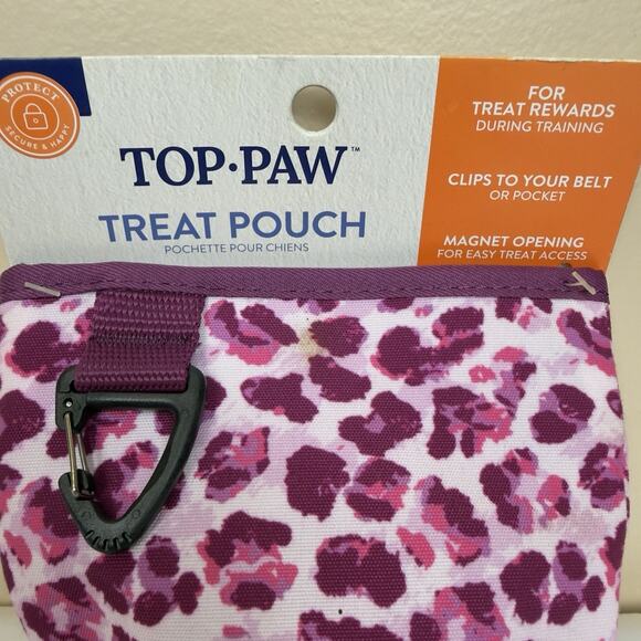 Top Paw Dog Treat Bag – Purple Leopard Print Training Pouch with Magnetic Clip - Picture 4 of 7